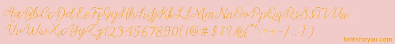 Fonte Michella Script – fontes laranjas em um fundo rosa