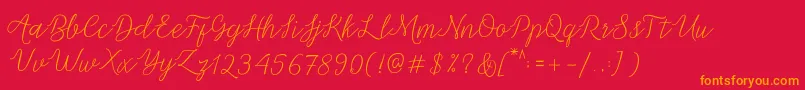 Michella Script Font – Orange Fonts on Red Background