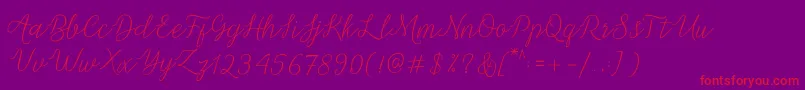 Fonte Michella Script – fontes vermelhas em um fundo violeta