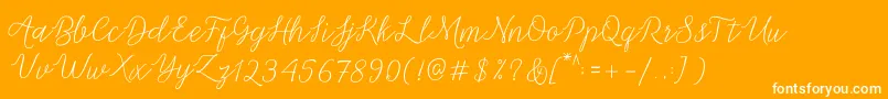 Michella Script-Schriftart – Weiße Schriften auf orangefarbenem Hintergrund