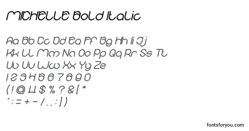 Schriftart MICHELLE Bold Italic – Alphabet, Zahlen, spezielle Symbole