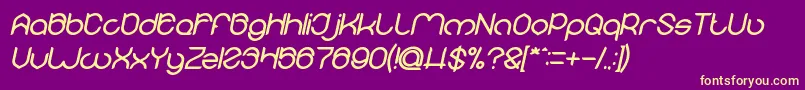 Fonte MICHELLE Bold Italic – fontes amarelas em um fundo roxo