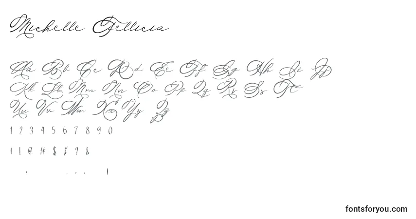 Schriftart Michelle Fellicia – Alphabet, Zahlen, spezielle Symbole