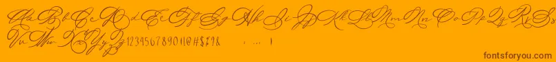 Michelle Fellicia-Schriftart – Braune Schriften auf orangefarbenem Hintergrund
