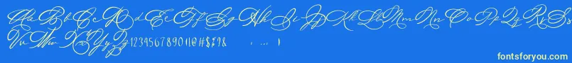 Michelle Fellicia-Schriftart – Gelbe Schriften auf blauem Hintergrund
