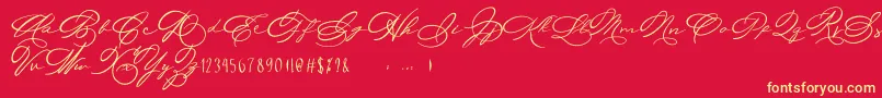 フォントMichelle Fellicia – 黄色の文字、赤い背景