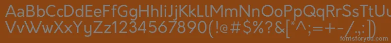 OrkneyRegular-Schriftart – Graue Schriften auf braunem Hintergrund
