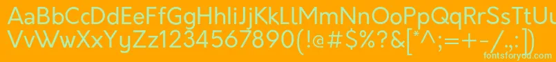 OrkneyRegular-Schriftart – Grüne Schriften auf orangefarbenem Hintergrund