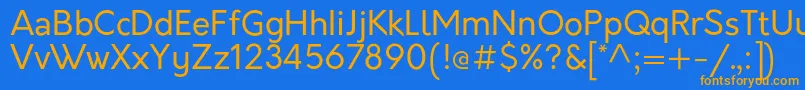 OrkneyRegular-Schriftart – Orangefarbene Schriften auf blauem Hintergrund