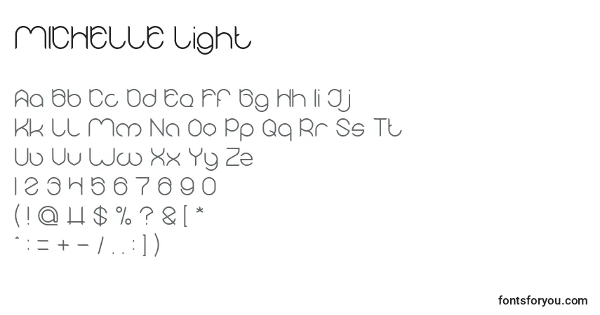 Schriftart MICHELLE Light – Alphabet, Zahlen, spezielle Symbole
