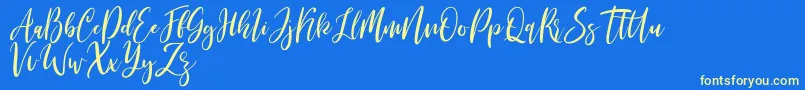 Michelles free Font – Yellow Fonts on Blue Background