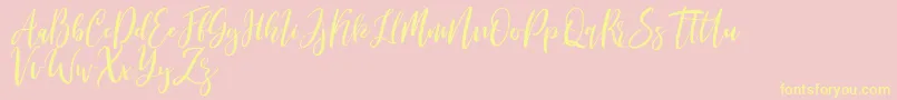 Michelles free Font – Yellow Fonts on Pink Background