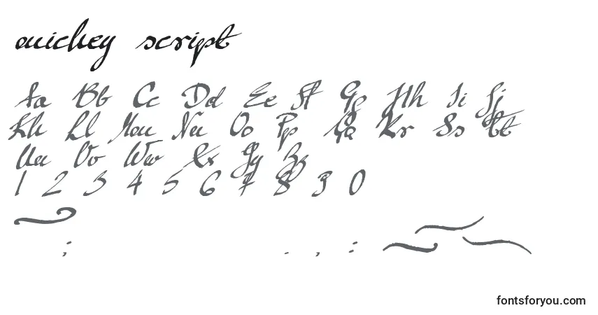 Mickey script-fontti – aakkoset, numerot, erikoismerkit
