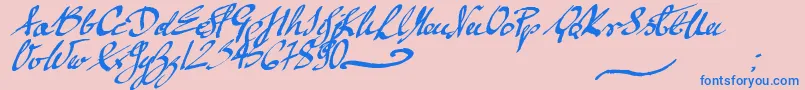 mickey script-Schriftart – Blaue Schriften auf rosa Hintergrund