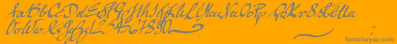 mickey script-Schriftart – Graue Schriften auf orangefarbenem Hintergrund