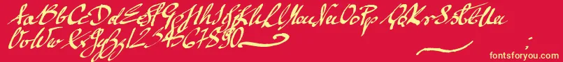 mickey script Font – Yellow Fonts on Red Background