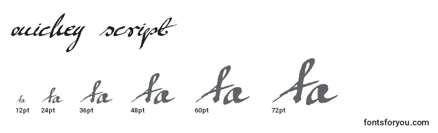 Размеры шрифта Mickey script
