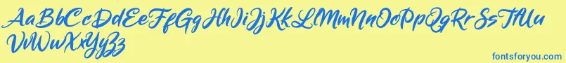 Mickey Steward-Schriftart – Blaue Schriften auf gelbem Hintergrund