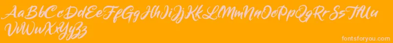 Mickey Steward-Schriftart – Rosa Schriften auf orangefarbenem Hintergrund