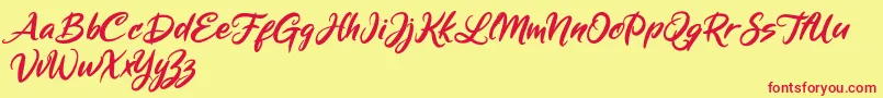 Mickey Steward Font – Red Fonts on Yellow Background