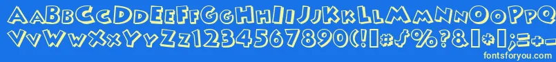MICKEY-Schriftart – Gelbe Schriften auf blauem Hintergrund