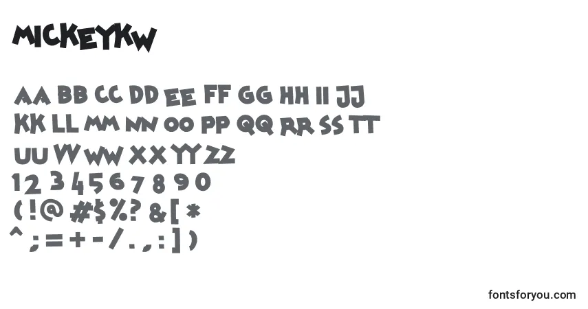 Schriftart Mickeykw – Alphabet, Zahlen, spezielle Symbole