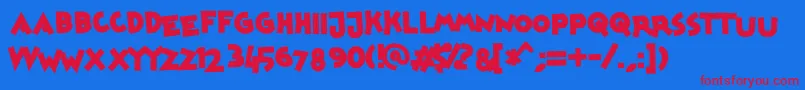 mickeykw Font – Red Fonts on Blue Background