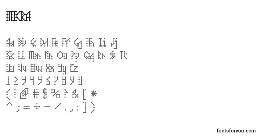 Fuente MICRA    (134298) - alfabeto, números, caracteres especiales