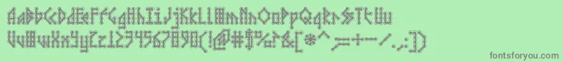 フォントMICRCA   – 緑の背景に灰色の文字