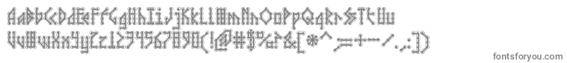 MICRCA  -fontti – harmaat kirjasimet valkoisella taustalla