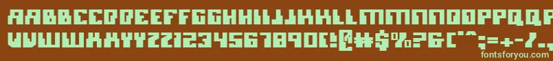 フォントmicronian – 緑色の文字が茶色の背景にあります。