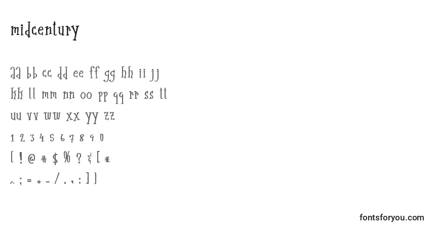 Czcionka Midcentury – alfabet, cyfry, specjalne znaki