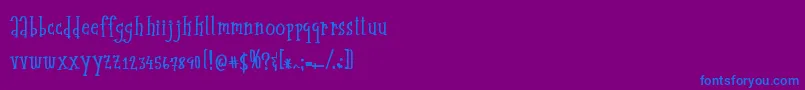 midcentury-Schriftart – Blaue Schriften auf violettem Hintergrund