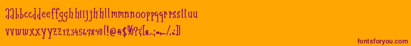 midcentury-Schriftart – Violette Schriften auf orangefarbenem Hintergrund