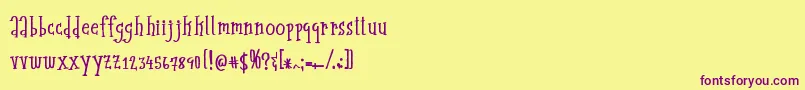 midcentury-Schriftart – Violette Schriften auf gelbem Hintergrund