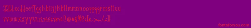 midcentury-Schriftart – Rote Schriften auf violettem Hintergrund