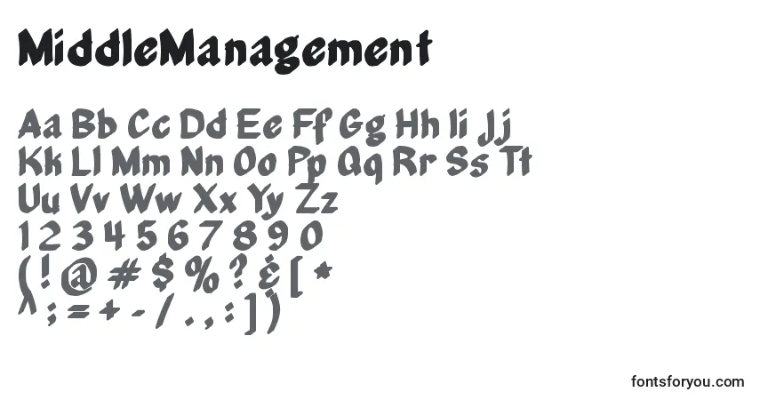 MiddleManagement-fontti – aakkoset, numerot, erikoismerkit