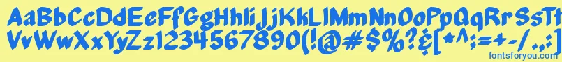 フォントMiddleManagement – 青い文字が黄色の背景にあります。