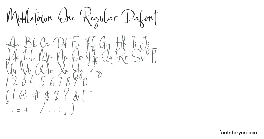 A fonte Middletown One Regular Dafont – alfabeto, números, caracteres especiais