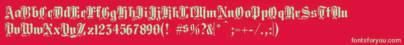 フォントMIDDST   – 赤い背景に緑の文字