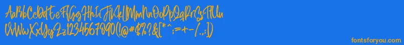 Midellion Demo Font – Orange Fonts on Blue Background