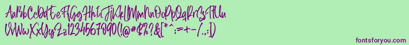 Midellion Demo Font – Purple Fonts on Green Background