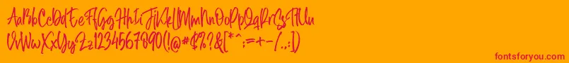 Midellion Demo-Schriftart – Rote Schriften auf orangefarbenem Hintergrund