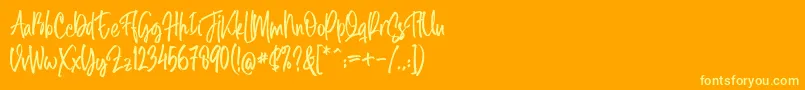 Midellion Demo-Schriftart – Gelbe Schriften auf orangefarbenem Hintergrund