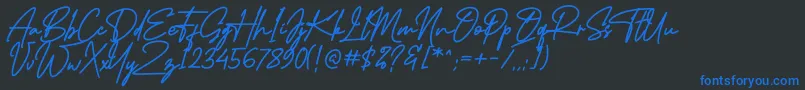 MidlestoneSignature-Schriftart – Blaue Schriften auf schwarzem Hintergrund
