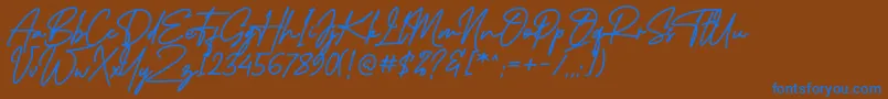 MidlestoneSignature-Schriftart – Blaue Schriften auf braunem Hintergrund