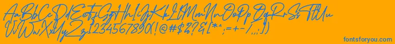 MidlestoneSignature-Schriftart – Blaue Schriften auf orangefarbenem Hintergrund