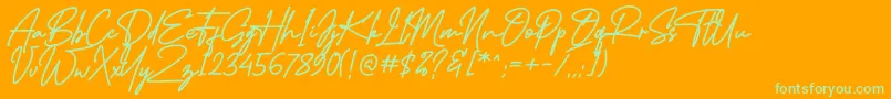 MidlestoneSignature-Schriftart – Grüne Schriften auf orangefarbenem Hintergrund