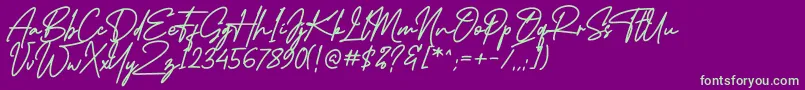 MidlestoneSignature-Schriftart – Grüne Schriften auf violettem Hintergrund