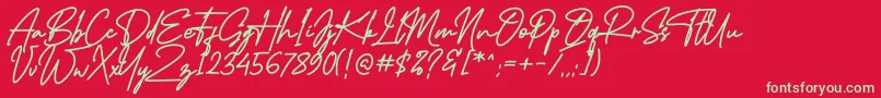 MidlestoneSignature Font – Green Fonts on Red Background